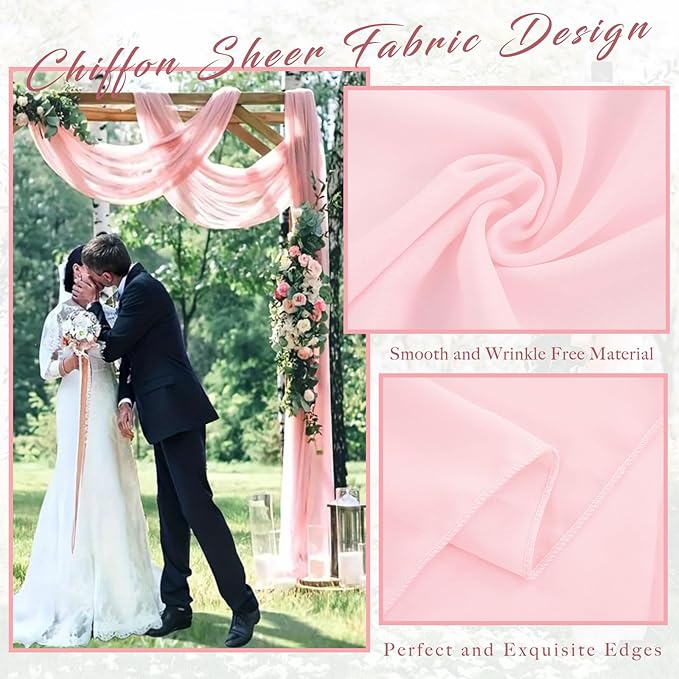 2 Panels Wedding Arch Draping Fabric 20Ft Length x 28" Width Light Pink Arch - Image 4