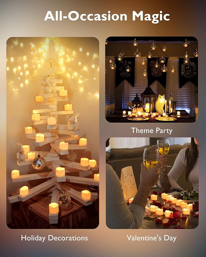 Homemory 72-Pack Novelty Flickering Flameless Tea Lights, 200+Hours Battery - Image 7