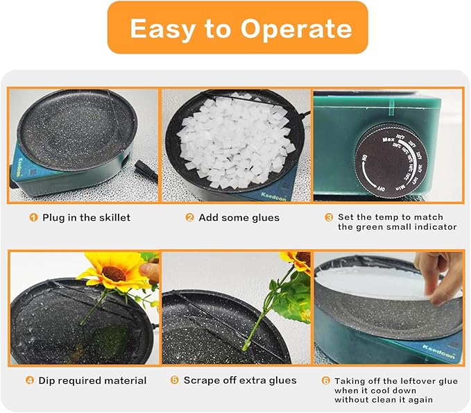 Floral Glue Pot Skillet for Crafts, Temperature Control Gage 212°F-392°F - Image 4
