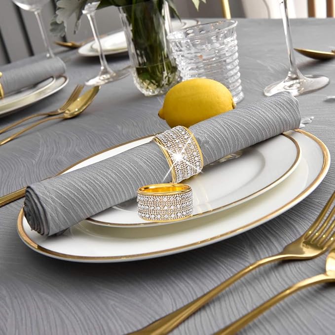 Rhinestone Napkin Ring Diamond Napkin Rings Stainless Steel Gold Crystal Napkin - Image 5
