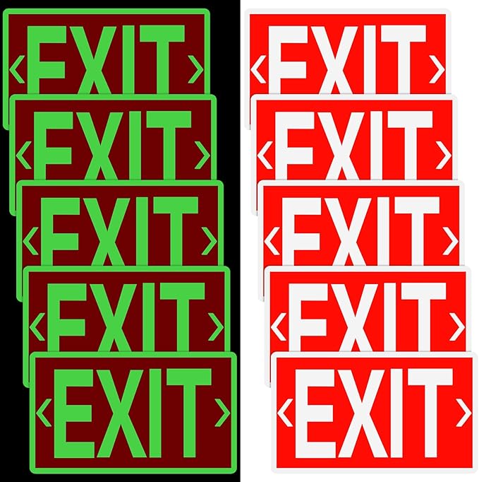 10 Pcs Glow in the Dark Exit Signs by Gilprop