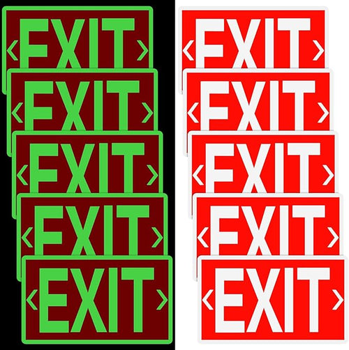10 Pcs Glow in the Dark Exit Signs by Gilprop