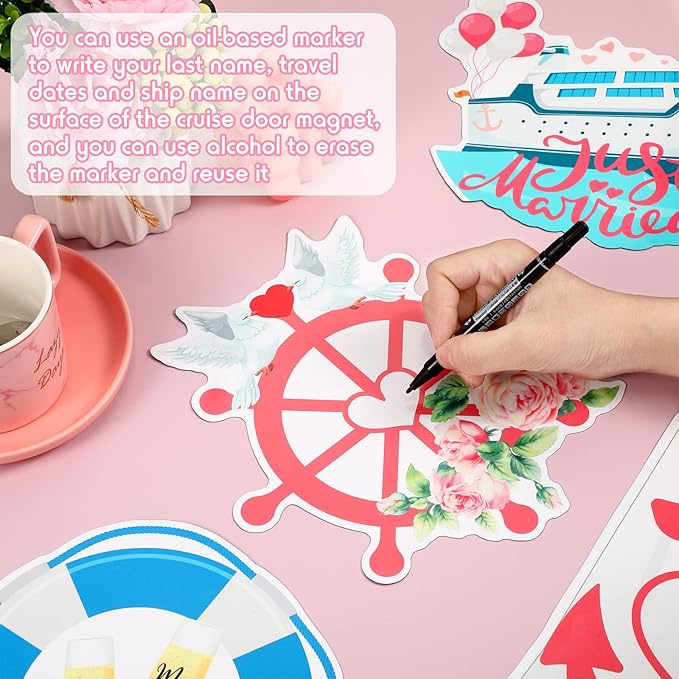 Xuhal 4 Pcs Just Married Cruise Door Decorations Wedding Honeymoon Cruise Door - Image 4