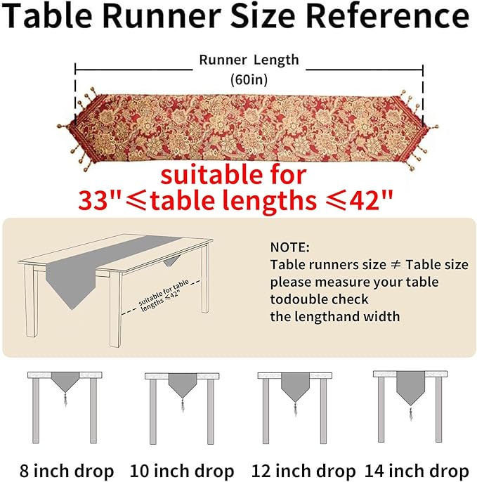 Luxury Vintage Design Table Runner 60 inches Long Embroidery Jacquard Fabric - Image 2