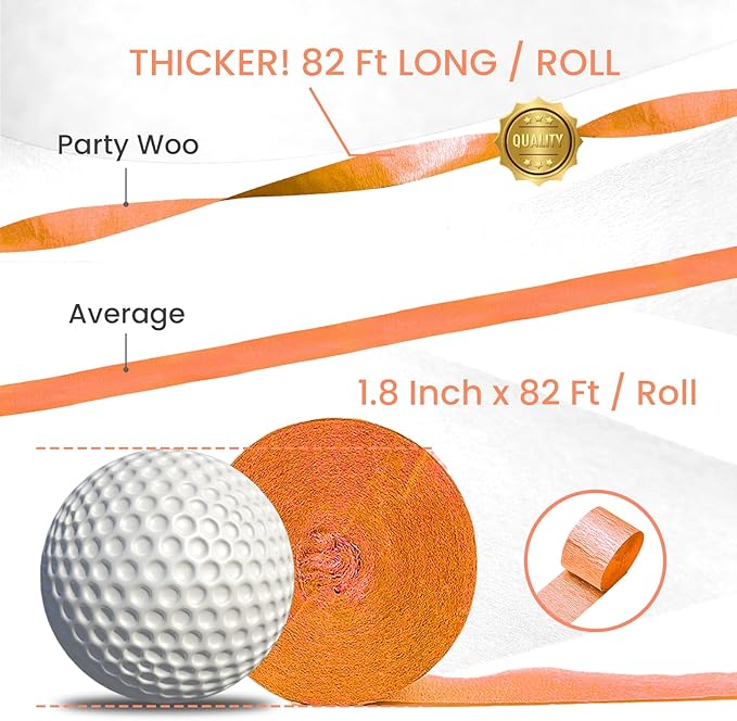 PartyWoo Orange Crepe Paper Streamers 4pcs 328ft Pack of Orange Crepe Paper - Image 3