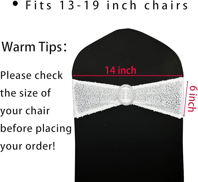 50 Pcs Chair Sashes Sequin Stretch Chair Bands Spandex Polyester Bows - Image 2