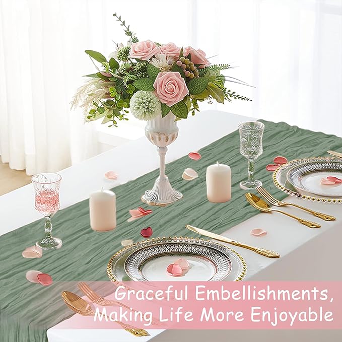 Sage Green Table Runner, 10Ft 120in Cheesecloth Table Runner, Gauze Rustic - Image 7