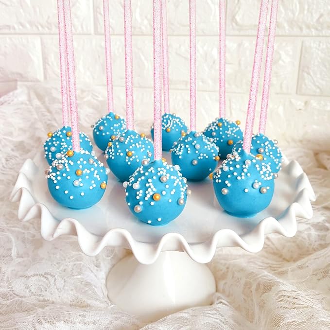 50-PCS Pink Glitter Plastic Swizzle Sticks, Crystal Cake Pops, Cocktail Coffee - Image 3