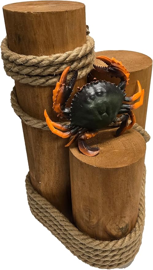 Set of 3 Nautical Wood Piling Decorations – Real Wooden Pier Posts - Image 6