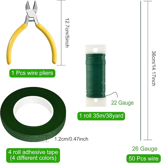 CHRORINE Floral Arrangement Kit Floral Tapes 22 Guage Floral Stem Wire 26 Gauge - Image 2