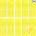 10 Pack Yellow Foil Curtain Backdrop 3.2ft x 8.2ft Macaron Tinsel Foil Fringe by Ohiyoo
