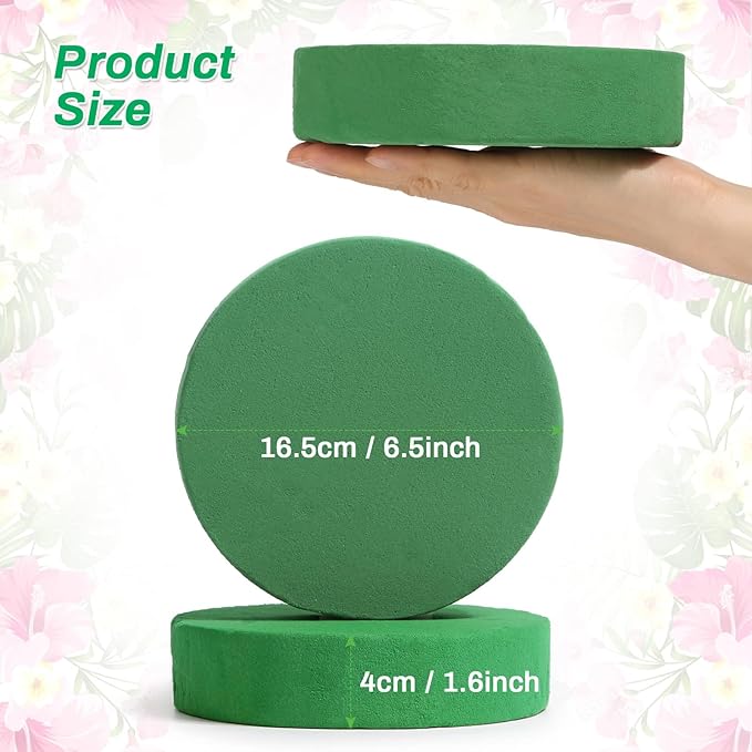 6 Pcs Round Floral Foam Blocks for Flower Arrangements Large Wet and Dry Green - Image 2