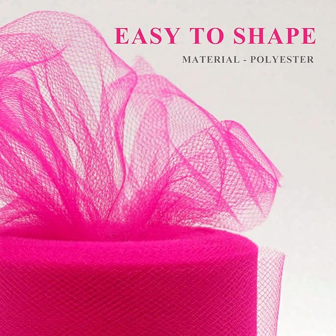 Fuchsia Tulle Fabric Roll 6 Inch X 300 FT Matte Tulle Ribbon Netting Mesh Spool - Image 3