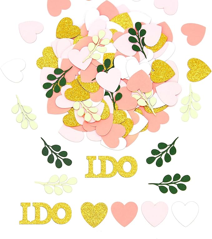 200PC Sage Green and Pink Gold Wedding Confetti - Image 5