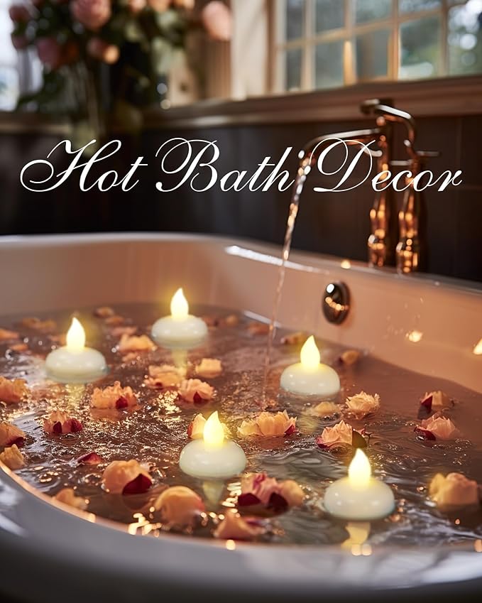Homemory 48 Pack Waterproof Flameless Floating Tealights, Battery Flickering - Image 4