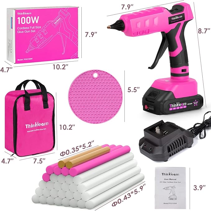 Hot Glue Gun, 20V Pink Cordless Glue Gun - Image 8