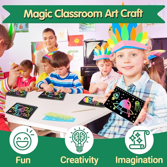 ZMLM Rainbow Scratch Party Favors Kids: Birthday Gifts Toy Bulk Scratch Art - Image 5