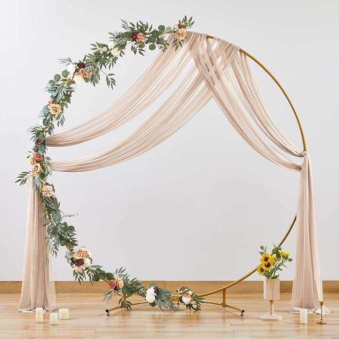 Wedding Arch Draping Fabric, 1 Panel 28" x 19Ft Deep Champagne Arch Drapes - Image 8