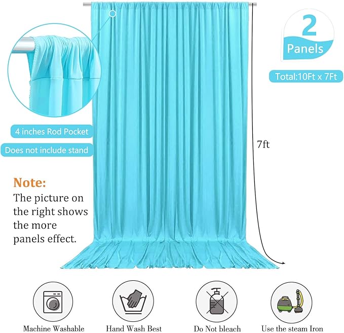 10 x 7 Feet Sky Blue Backdrop Curtain - Image 2