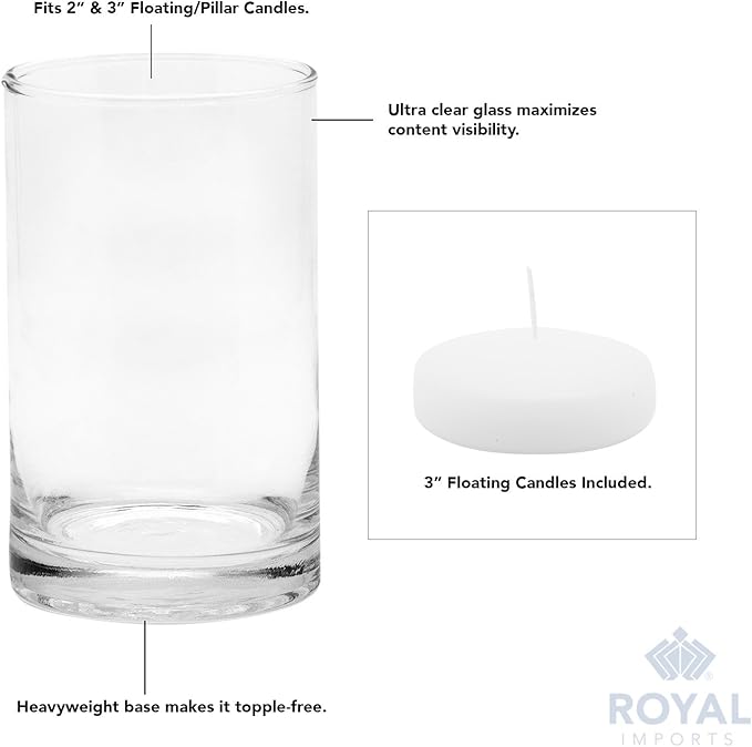 Royal Imports Glass Cylinder Flower Centerpiece Vases Set of 3 - Image 3