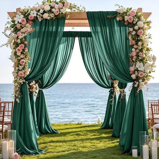 Fall Emerald Green Wedding Arch Draping Fabric 1 Panel 29" × 20FT Sheer Drapes - Image 2