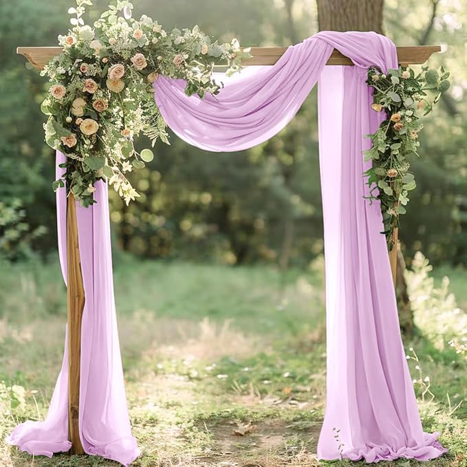 Lilac Elegant Arch Draping Fabric 2 Panels Outdoor 29" × 20Ft Sheer Chiffon - Image 5