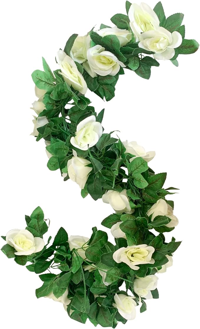 4 Pack Artificial Rose Vine Garland Fake Roses Flowers Plants Vines Hanging - Image 8
