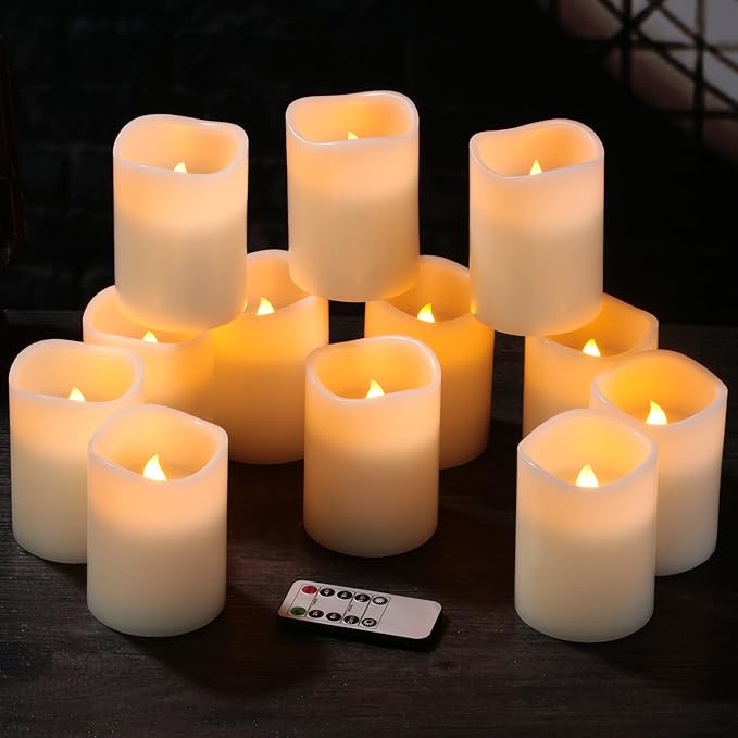 Flameless Candles Battery Operated Candles Set of 12 Pillar Real Wax Led Candles - Image 3