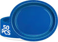 QZYL 50 Count Blue Oval Large Paper Plates, 12.2'' X 10.2'', Bulk Dinner Plates by QZYL