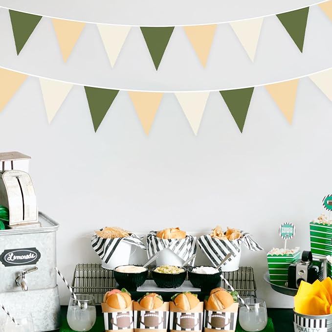 32Ft Sage Green Party Decorations Olive Green Tan Brown Cream Neutral Triangle - Image 3