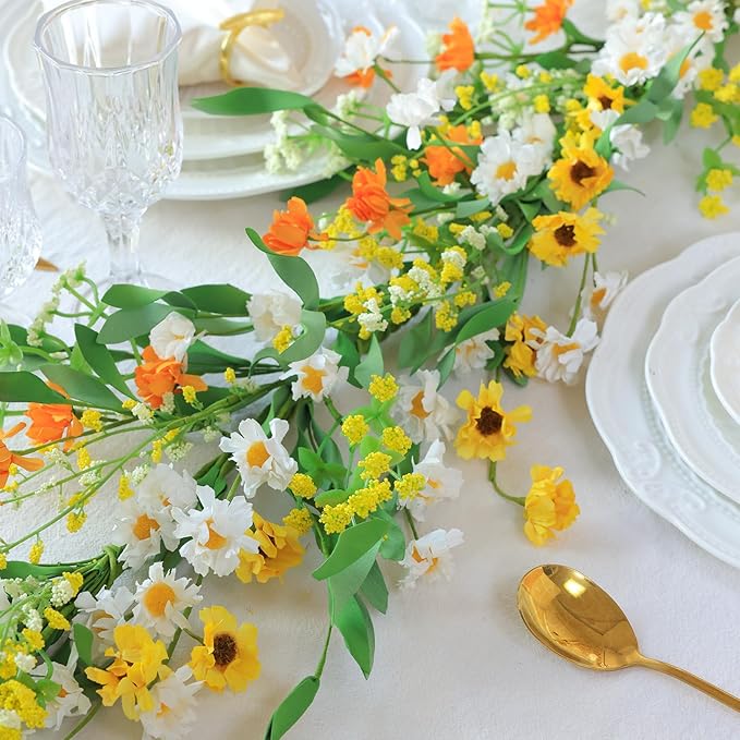 Mizii Artificial Flower Garland 6FT Fake Daisy Floral Garland Daisies Hanging - Image 5