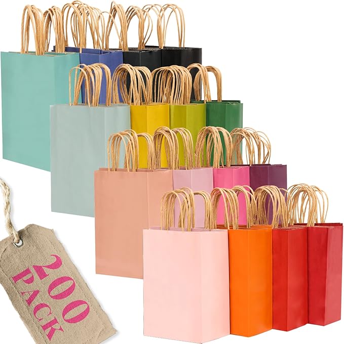 qiqee 200Pcs Paper Gift Bags by Qiqee