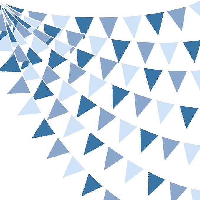 32Ft Retro Blue Party Decorations Dusty Blue Triangle Banner Flag Pennant by pinkblume