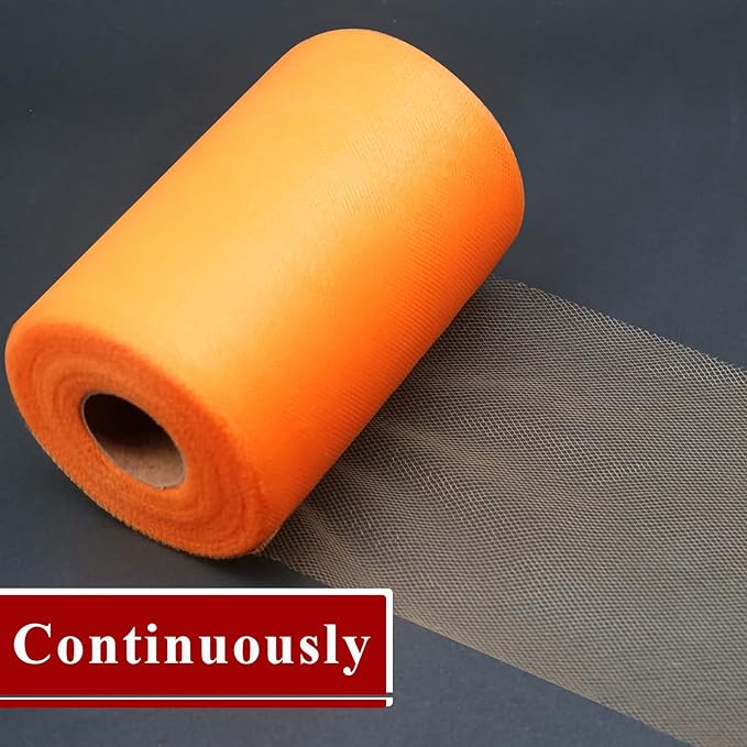 Orange Tulle Fabric Rolls 6 Inch by 200 Yards Fabric Spool Tulle Ribbon - Image 4
