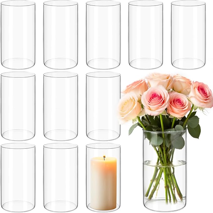 12Pack Glass Cylinder Vases for Centerpieces by Yemosa