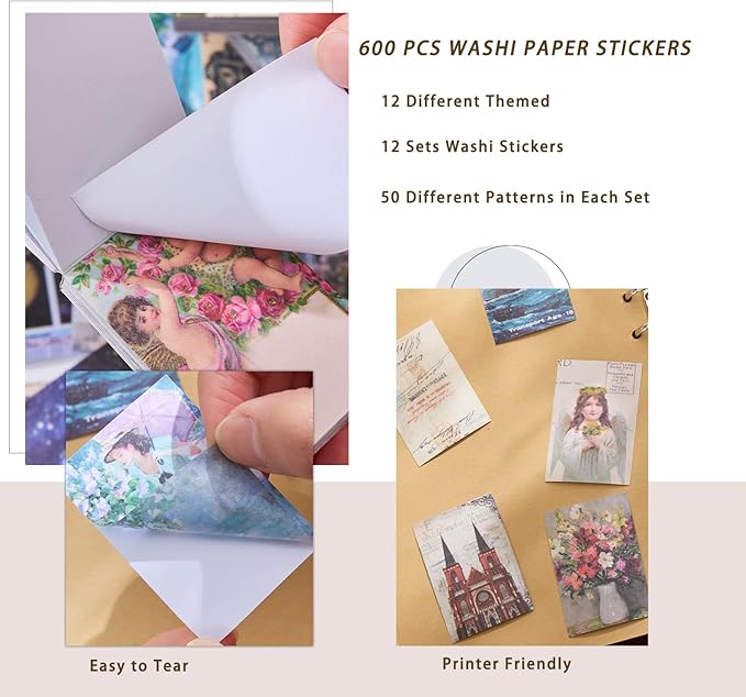 12 Sets 600 Sheets Washi Stickers - Image 5