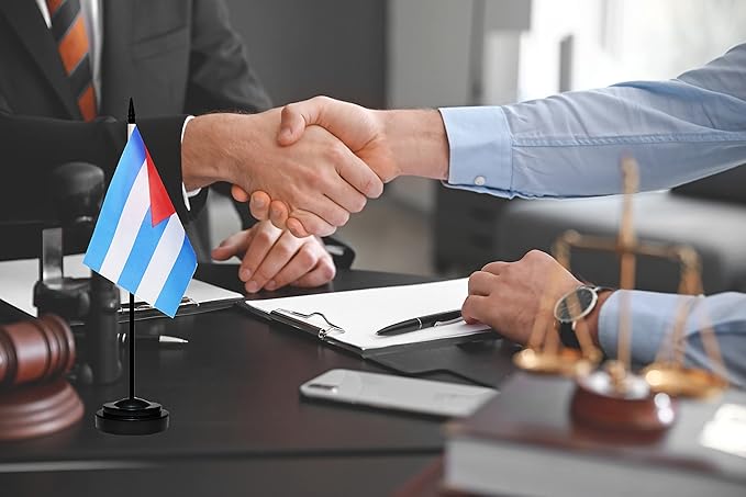 Cuba Cuban Deluxe Desk Flag Set, Small Mini Miniature Cuba Cuban Table Desktop - Image 5