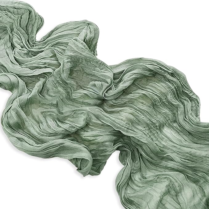 1 Pack Sage Green Cheesecloth Table Runner 35x120 Inch 10Ft Rustic Gauze Cheese - Image 8