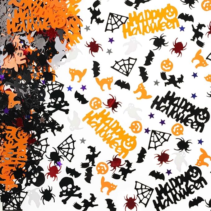 Halloween Party Glitter Pumpkin Spider Web Bat Plastic Foil Metallic Sequin by WHITEEN+POP