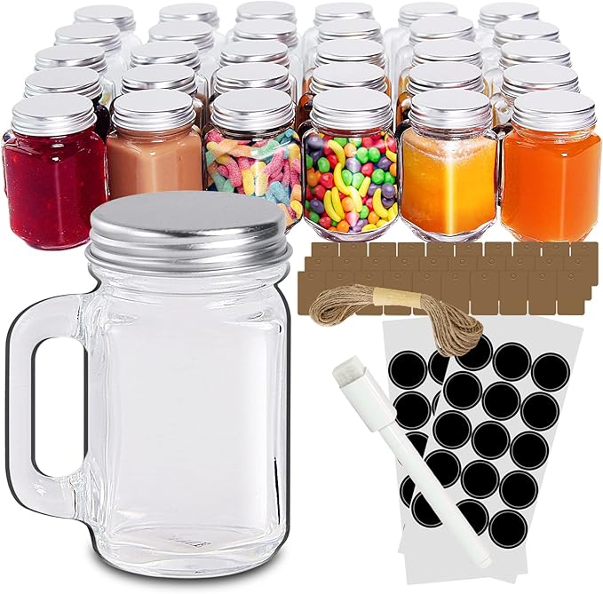 30 Pack Small Mason Jars, 1.5 oz Mini Mason Jar Glasses by DESIYUE