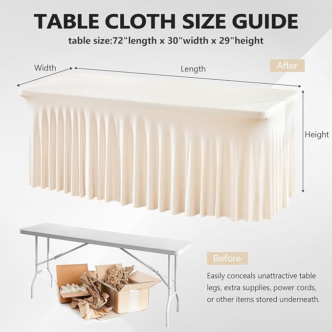 Wish Care 2 Pack Ivory Spandex Table Clothes - Image 3
