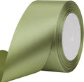 Olive Green Solid Satin Ribbon 2 Inch 25 Yards Solid Polyester Fabric Ribbon by Riunbb
