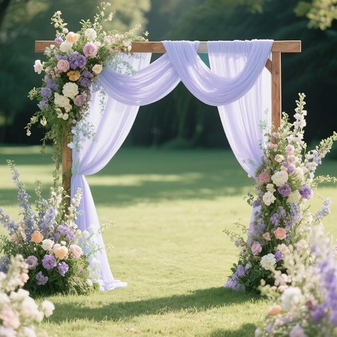VOK Lavender Wedding Arch Draping Fabric Chiffon Curtains, 29in x 18Ft Sheer - Image 2