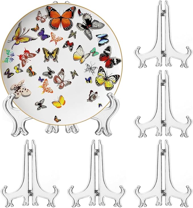 6 Pack 10 Inch Clear Plastic Easels or Stand/Plate Holders to Display Pictures by LonlyEagle