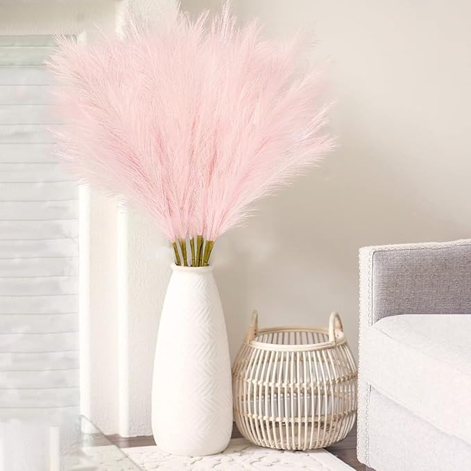35" Pink Faux Pampas Grass Decor - Image 9