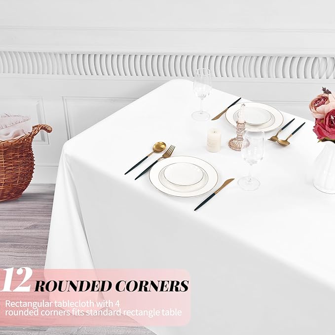 12 Pack Polyester Rectangle Tablecloth 90 x 132 Inch White Tablecloth - Image 7