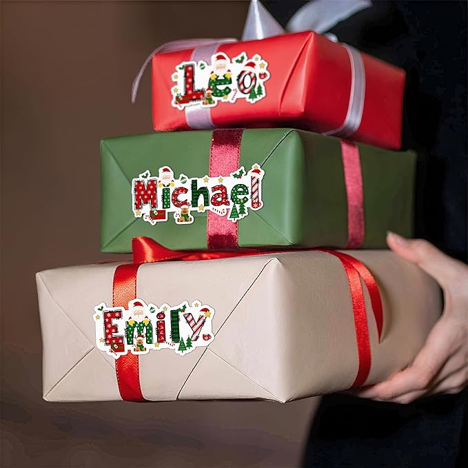 Personalized Christmas Stickers Custom Santa Claus Name Stickers Label by ipetlive