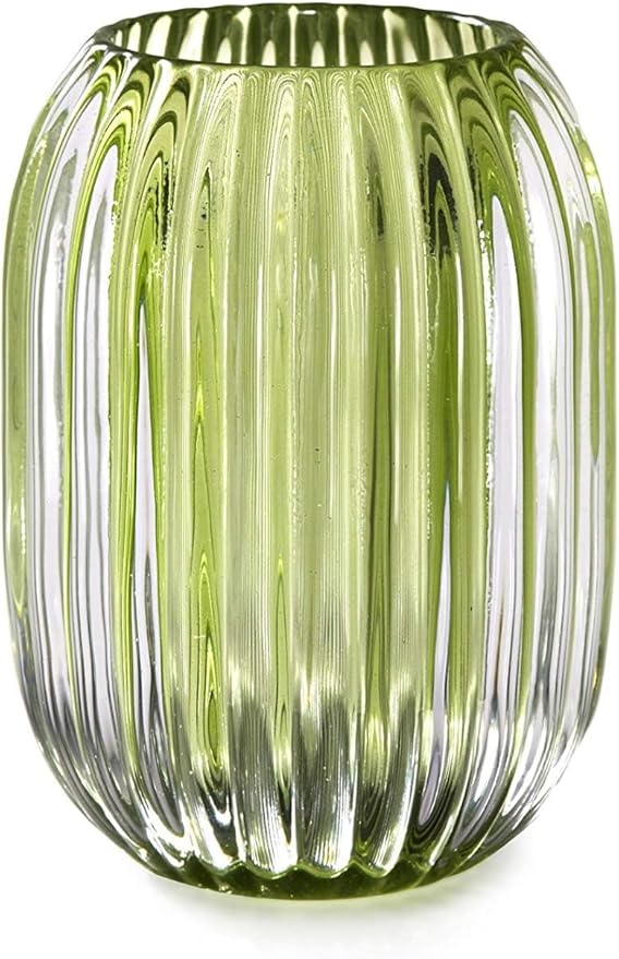 Serene Spaces Living Green Optical Glass Votive Holder, Measures 5" Tall and by SereneSpacesLiving