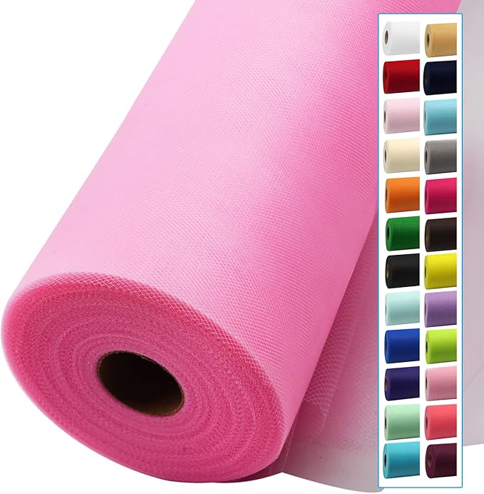 Pink Tulle Fabric Rolls 54 Inch by 40 Yards Tulle Bolt Spool by IONTACH