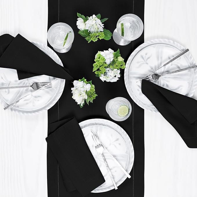 Solino Home Linen Black Table Runner 60 Inches - Image 3